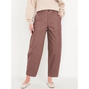 Old Navy High Waisted Canvas Barrel Leg Pants 16 Women’s Warm Taupe NWT